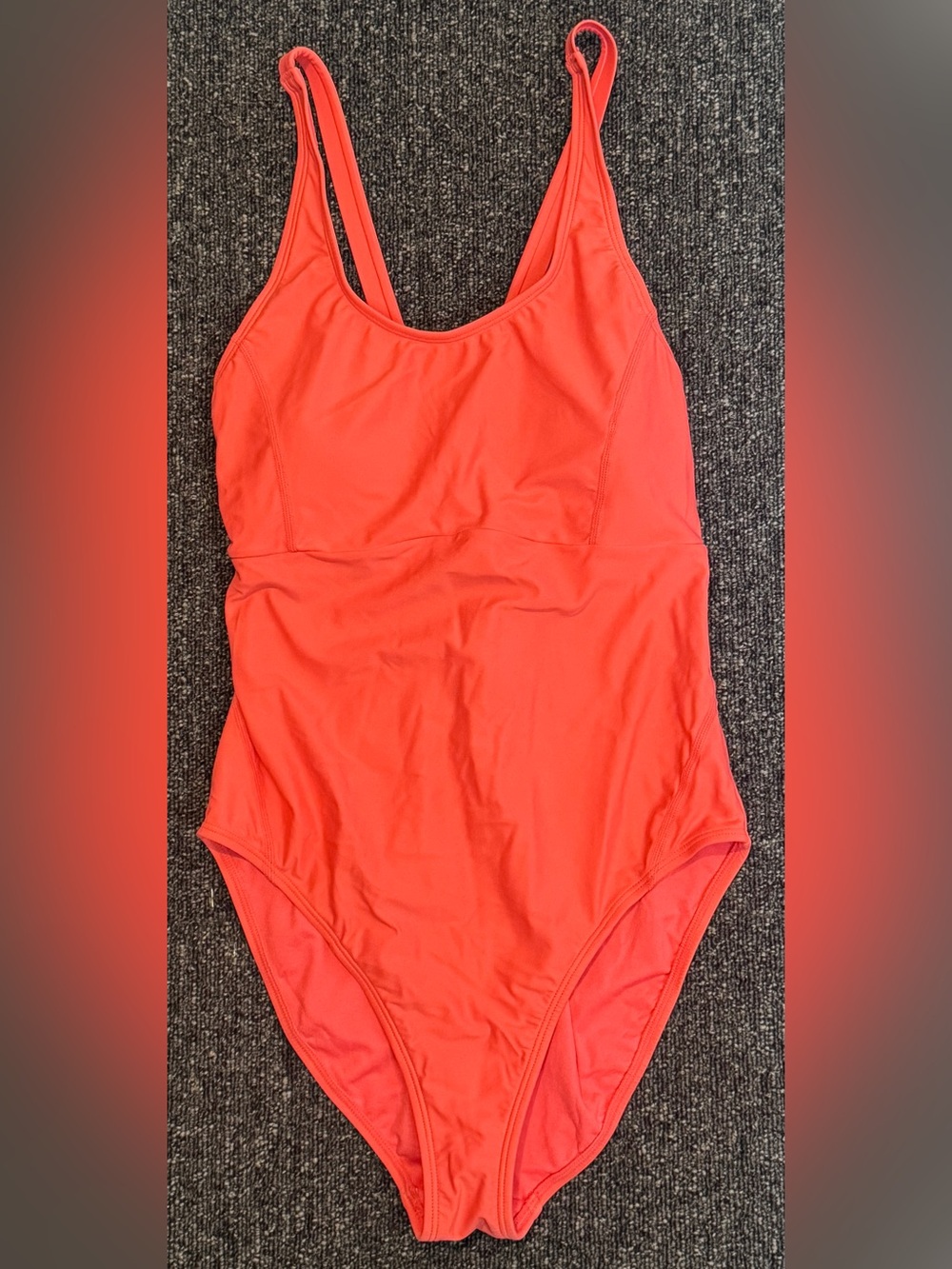 Lolë Coral Pink One Piece Swimsuit Size 6 Cross Back Active Swim Geometric